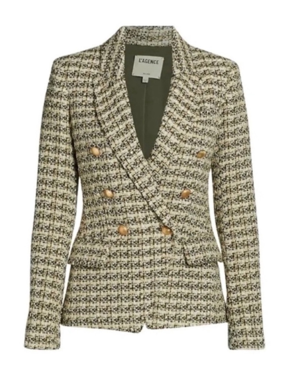 L’Agence Kenzie Double Breasted Tweed Blazer